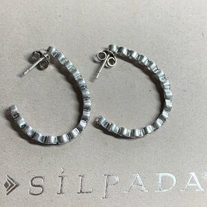 Silpada Vintage Rare HTF Sterling Silver CZ Channel Set Hoop Post Earrings